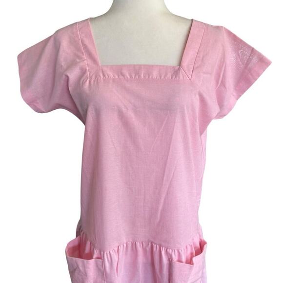 Vtg 80s Appel Shift Dress Drop Waist Pink S/S Pleats Cottagecore Barbiecore - Picture 2 of 11